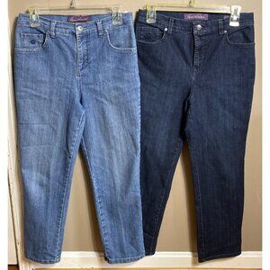 Gloria Vanderbilt Amanda Jeans Blue Bundle 2 Classic Basic Petite Crop Womens 8P